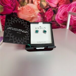 Reign Teal and Silver Elegant Earrings